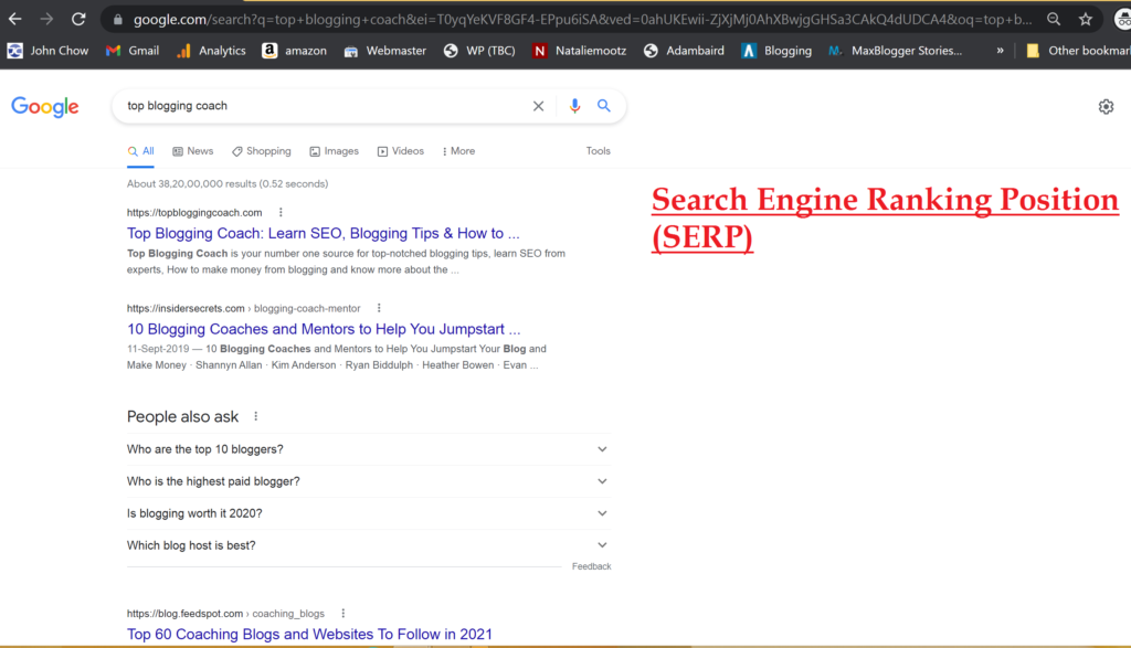 SERP - Search Engine Ranking Position