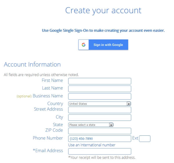Bluehost Registration Billing Details