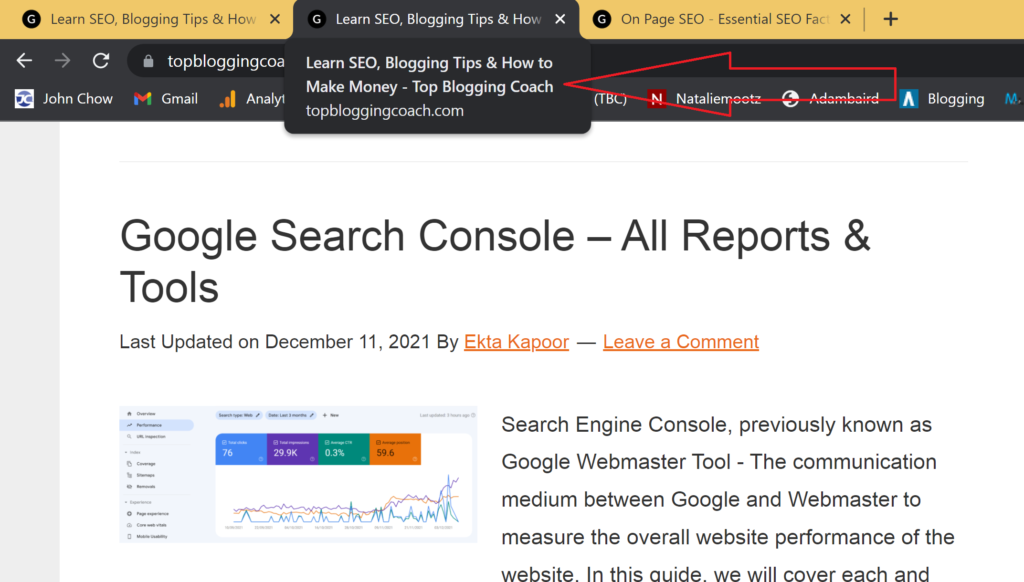 Page Title appears in Web Browser